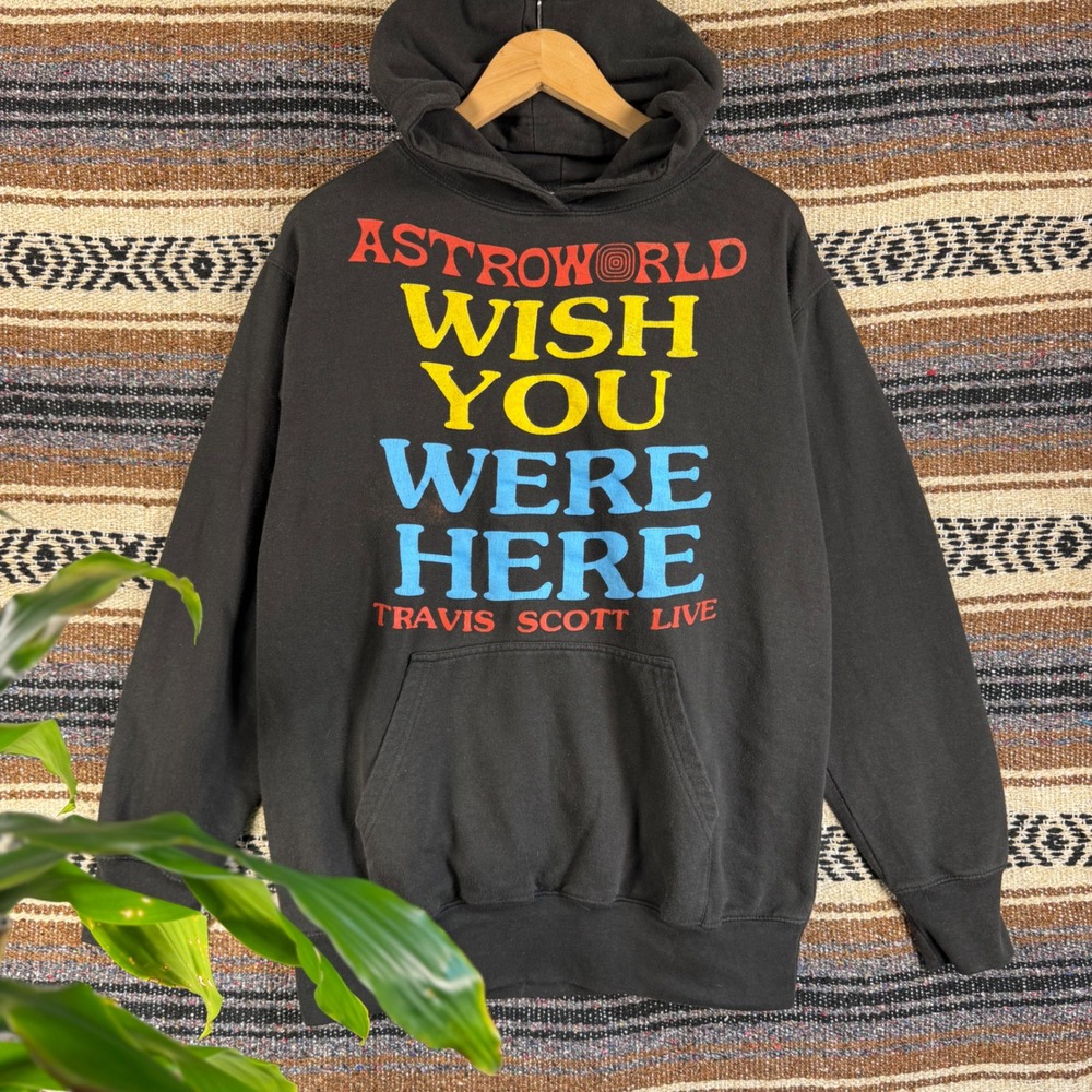 Travis Scott Astroworld Wish You Were Here Tour Hoodie Black Mens Medium